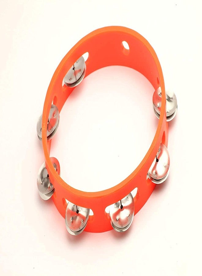 Sai Enterprises Khanjari (Dafli) Frame Drum, Orange, 8 Inch Diameter, 7 Inch Width, 2 Inch Height, Virgin Plastic, With Case, For Bhajan Kirtan & Baby Toys - Image 2